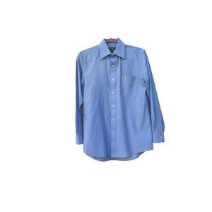 Crocodile‎ Mens Long Sleeve Blue Shirt Size 15.5 Button Front With Pocket